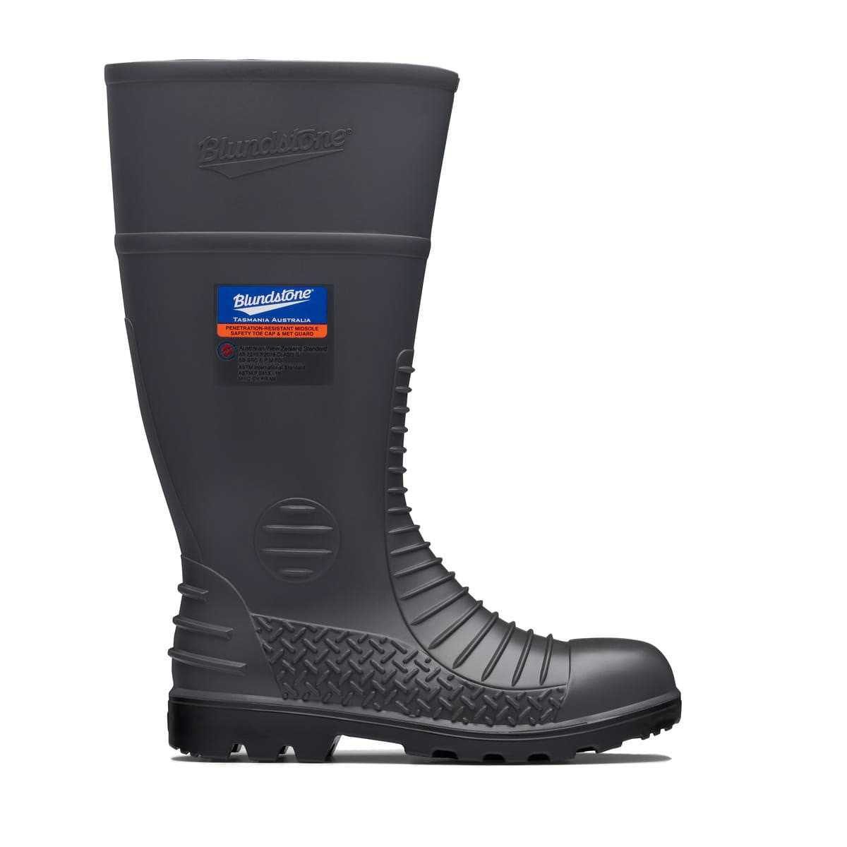 Blundstone Grey Safety Gumboot Side View