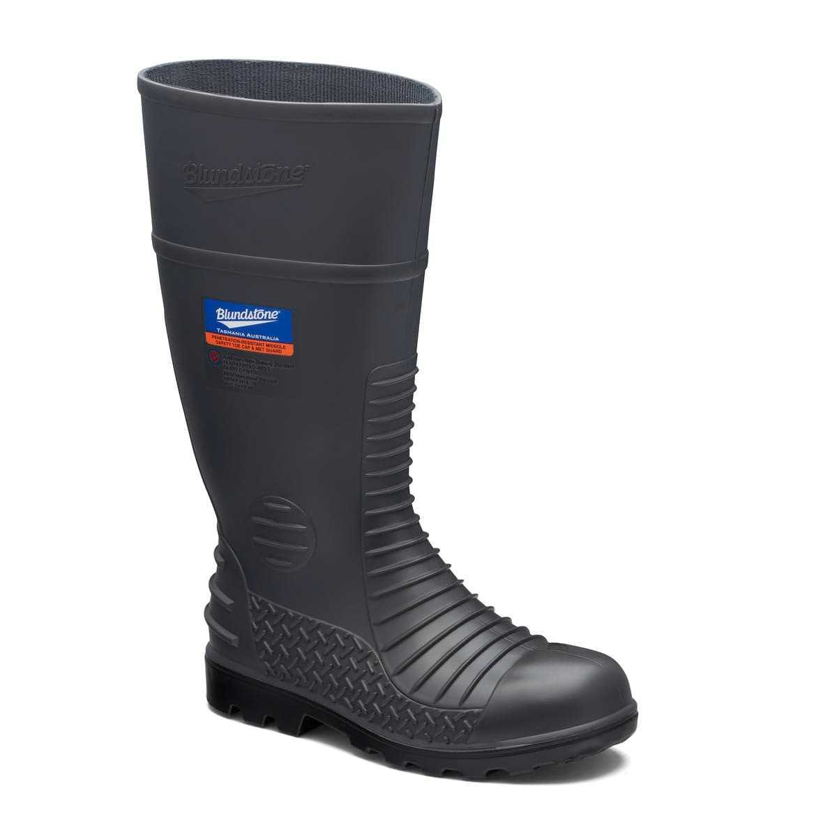 Blundstone Grey Safety Gumboot Angled View