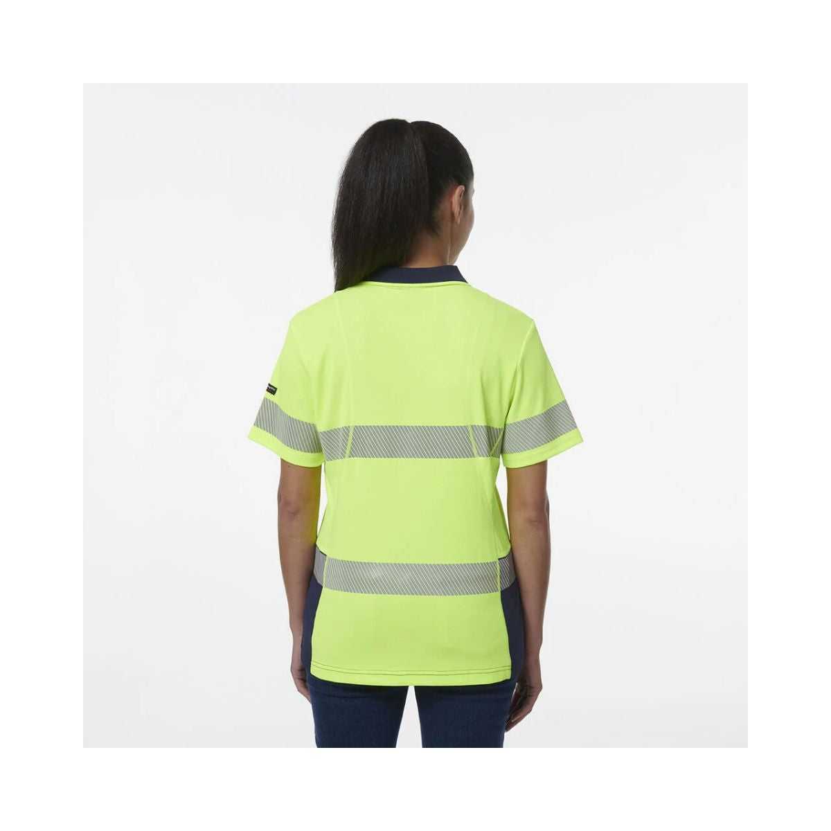 KingGee Women's Workcool Hyperfreeze Spliced Hi Vis Short Sleeve Polo Shirt With Segmented Tape K44224