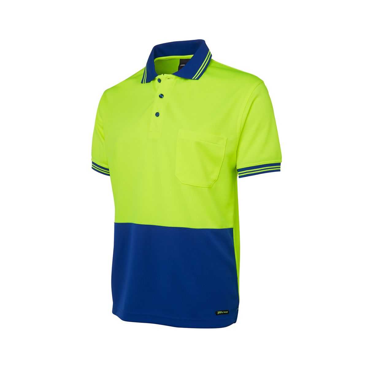 Hi Vis Traditional SS polo close up logo placement