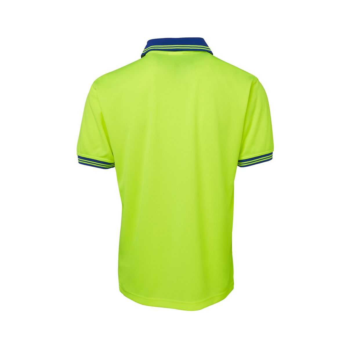 Hi Vis Traditional Short Sleeve Polo Shirt 6HVPS in Lime/Royal Blue, rear view