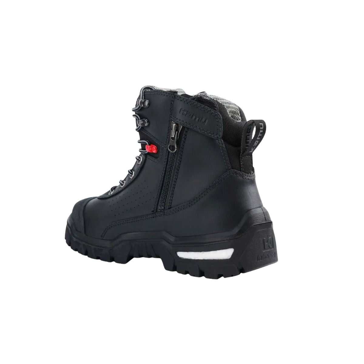 KAMU® Stanley Women's Zip Sided Ankle Boot 150 in Black, side zip detail