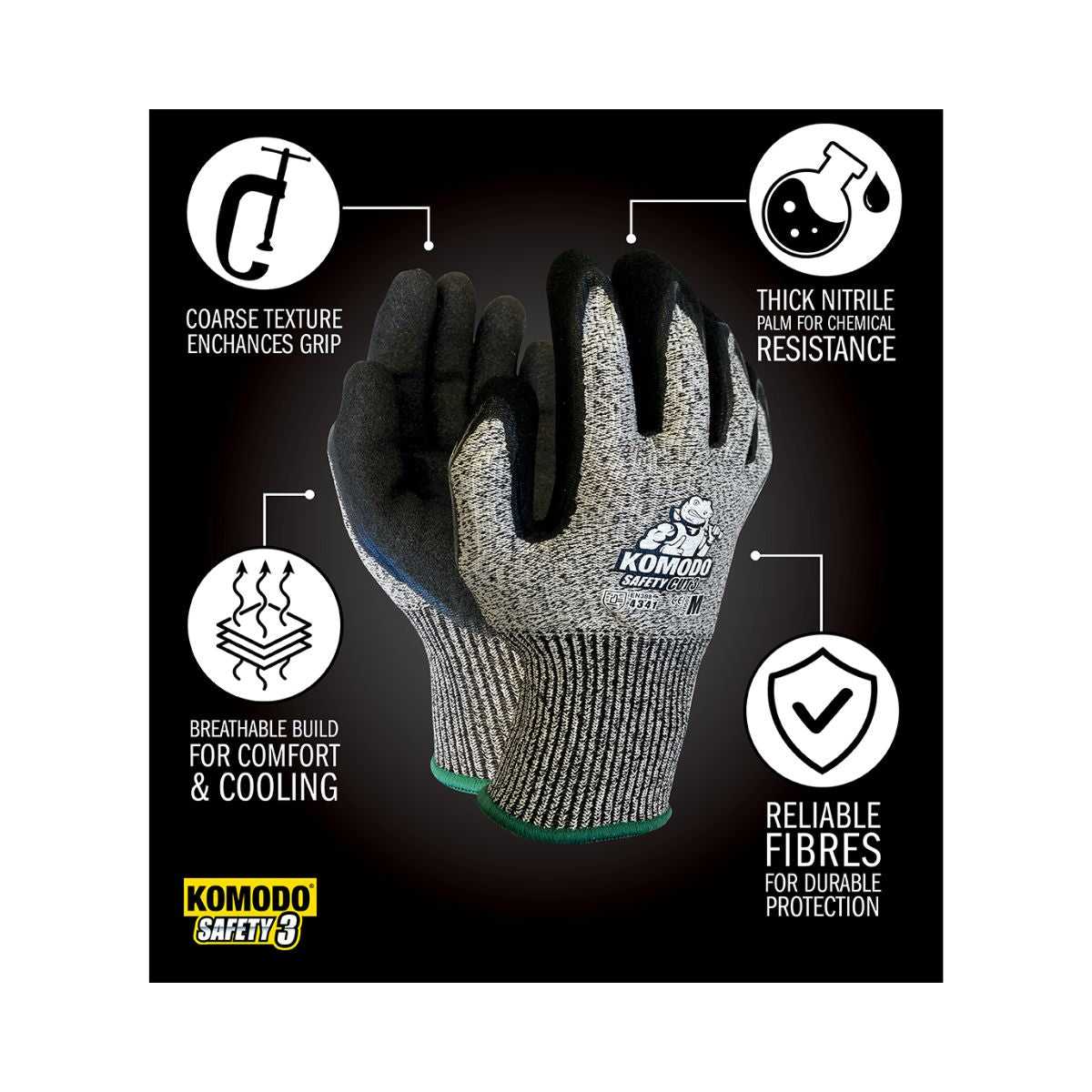 TGC KOMODO Cut 3 gloves worn by user