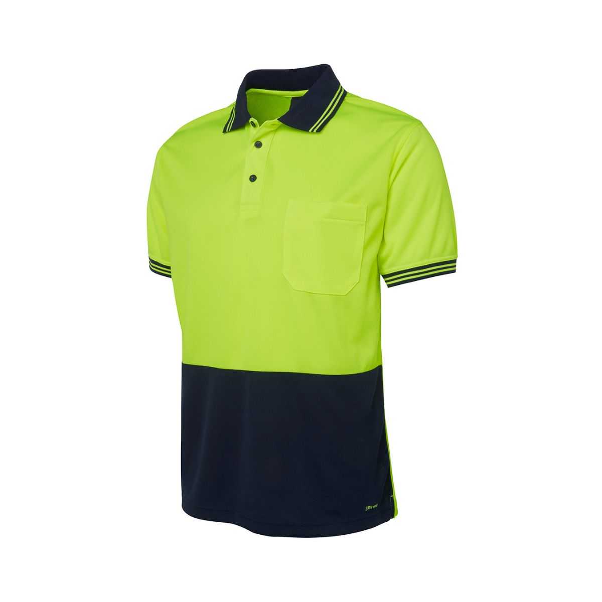 Hi Vis Traditional Short Sleeve Polo Shirt 6HVPS in Lime/Navy, additional view