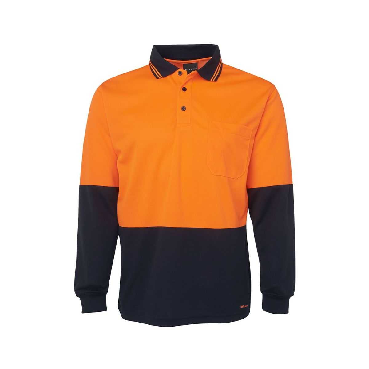 Hi Vis Traditional Long Sleeve Polo Shirt 6HVPL in Orange/Navy