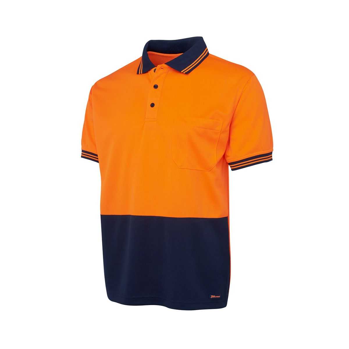 Hi Vis Traditional Short Sleeve Polo Shirt 6HVPS in Orange/Navy, additional view