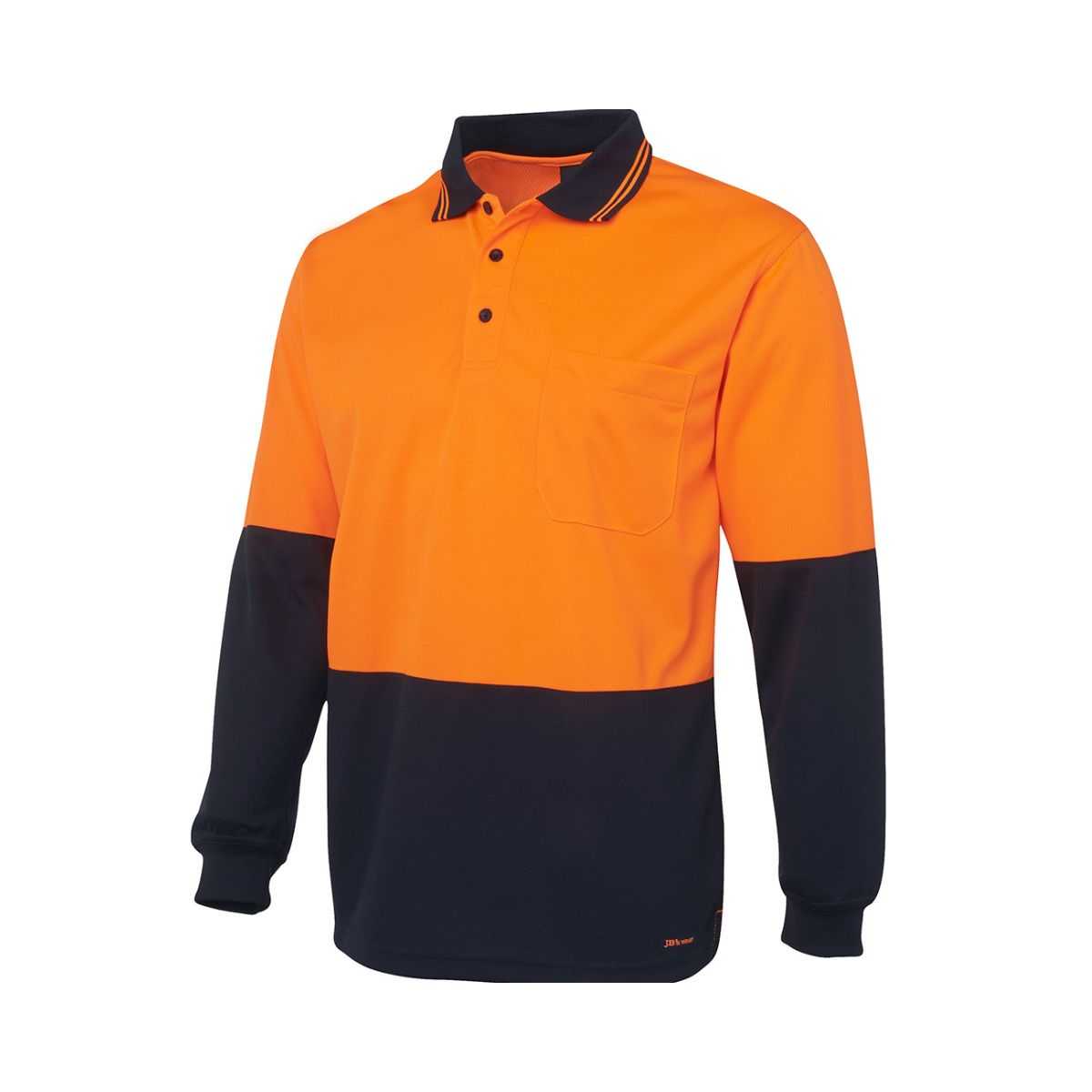 Hi Vis Traditional Long Sleeve Polo Shirt 6HVPL in Orange/Navy, additional view
