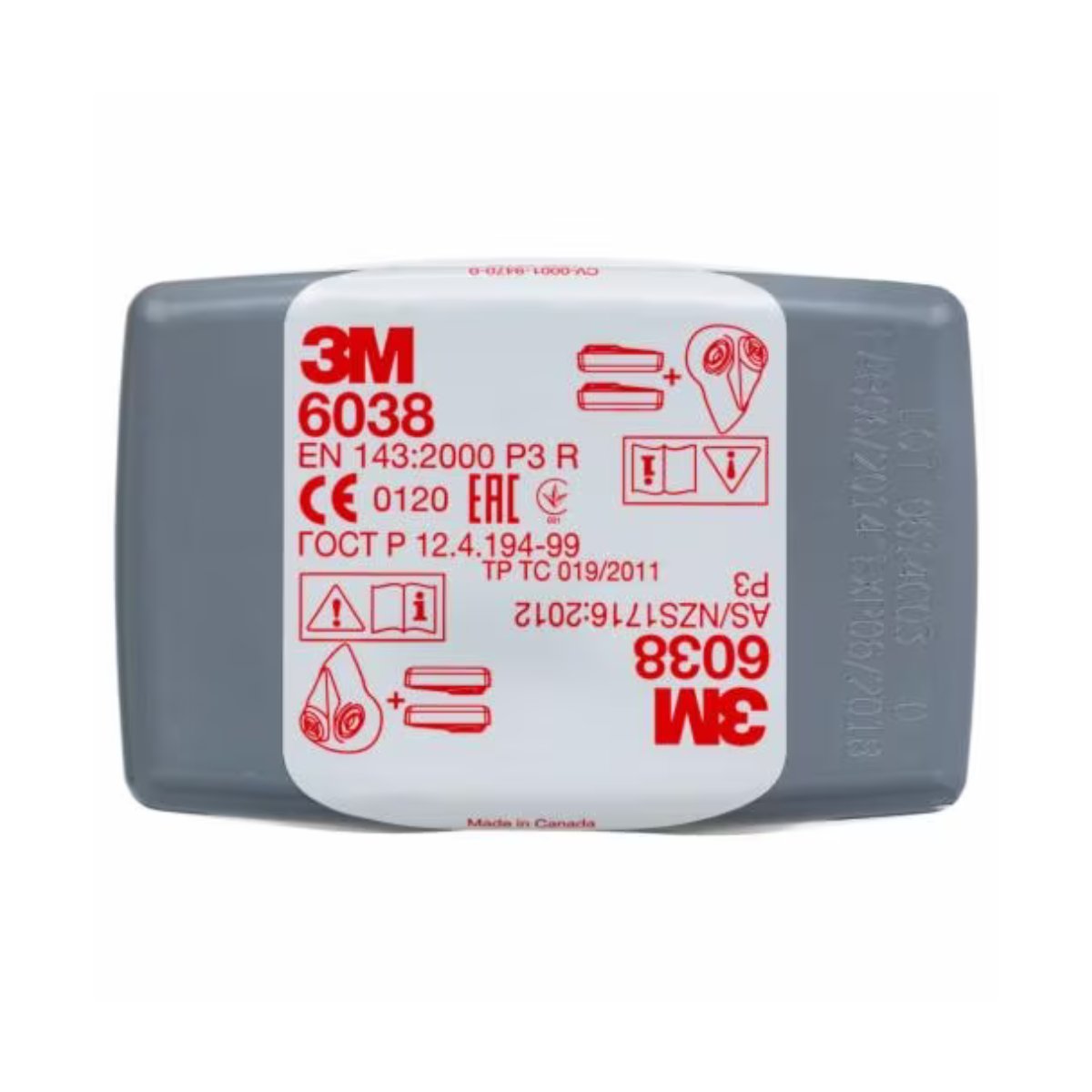 3M™ Particulate Filter P2/P3 HF, with Nuisance Level Organic Vapour/Acid Gas Relief, 6038 (Pack of 1 pair)