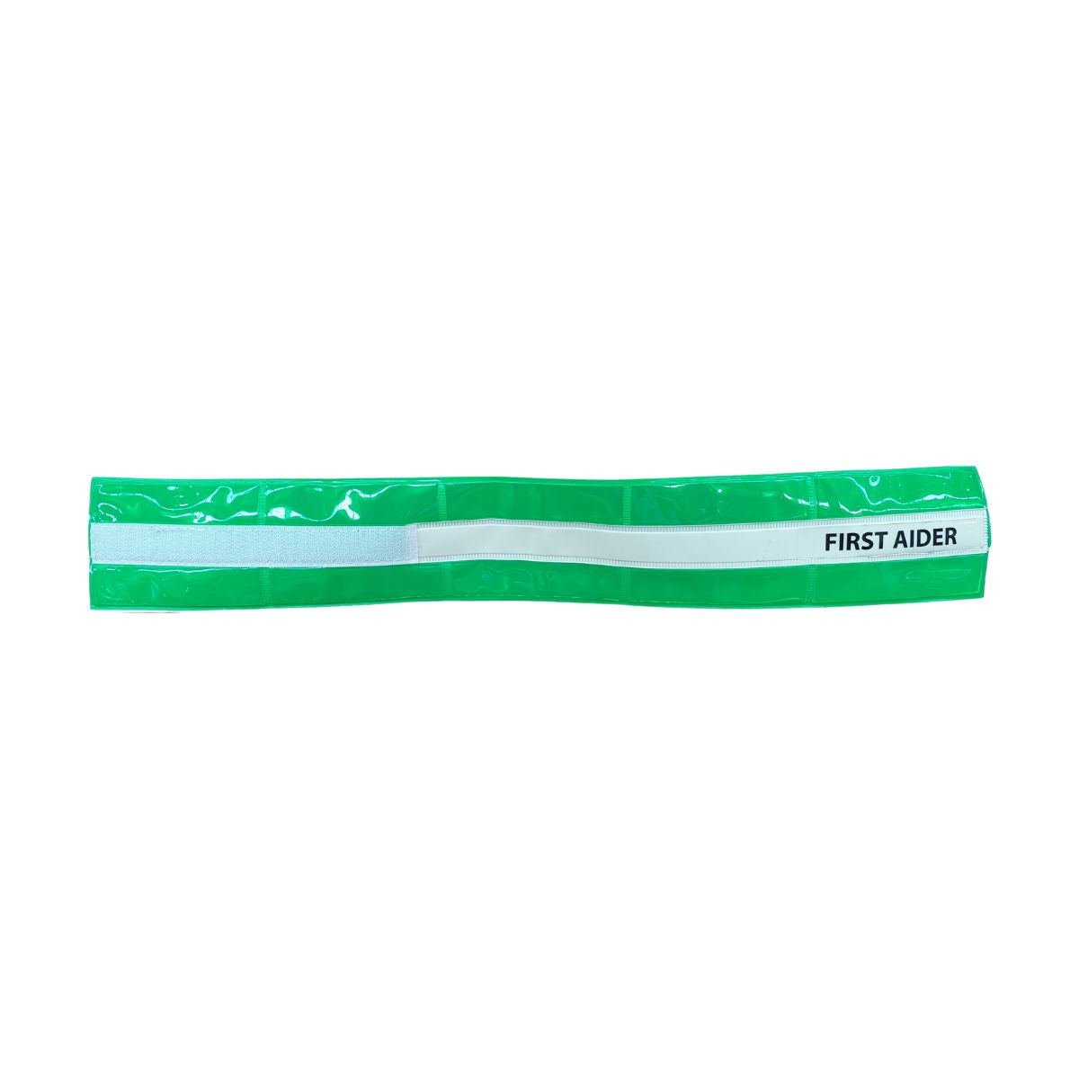 Green First Aider Armband with printed text