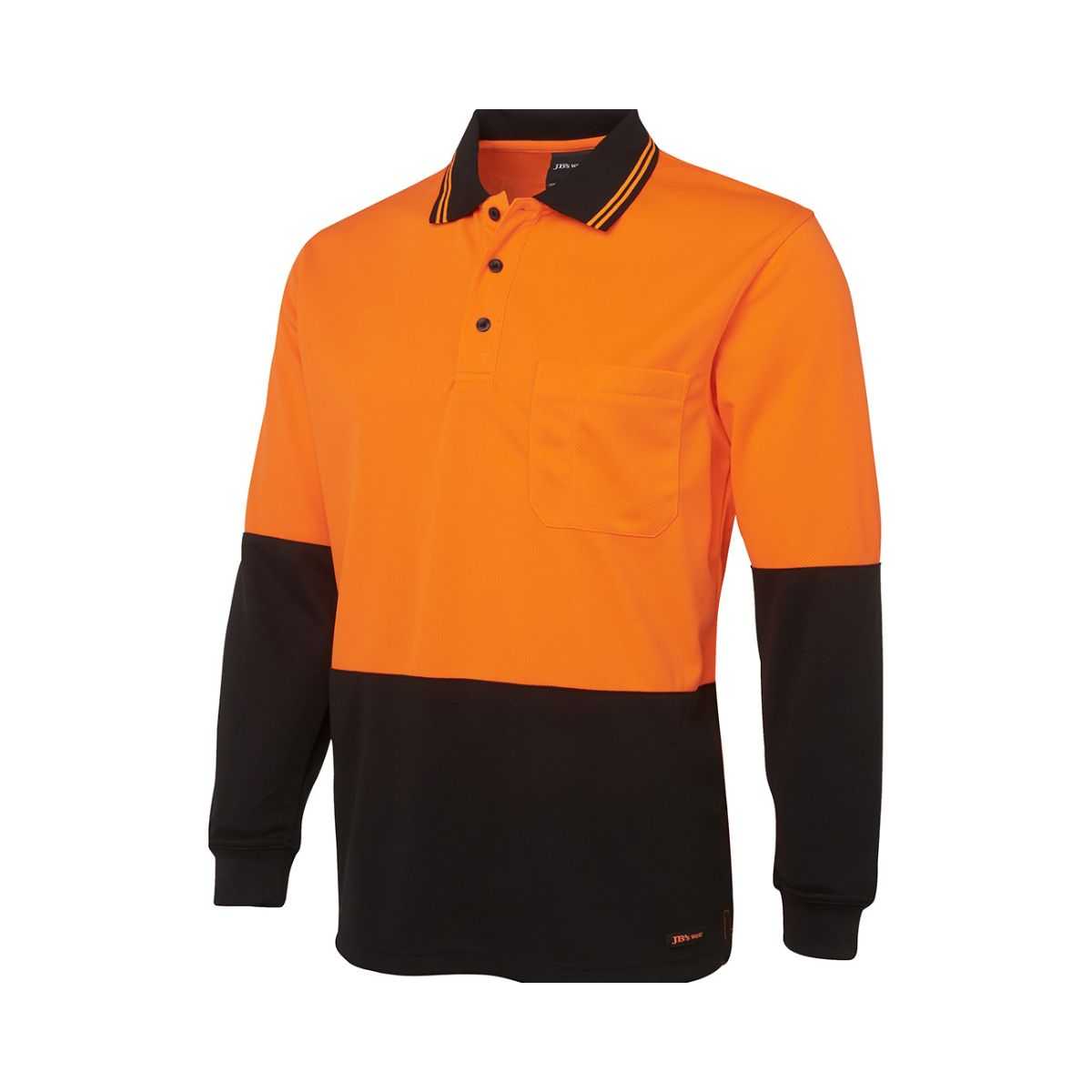Hi Vis Traditional Long Sleeve Polo Shirt 6HVPL in Orange/Black, additional view