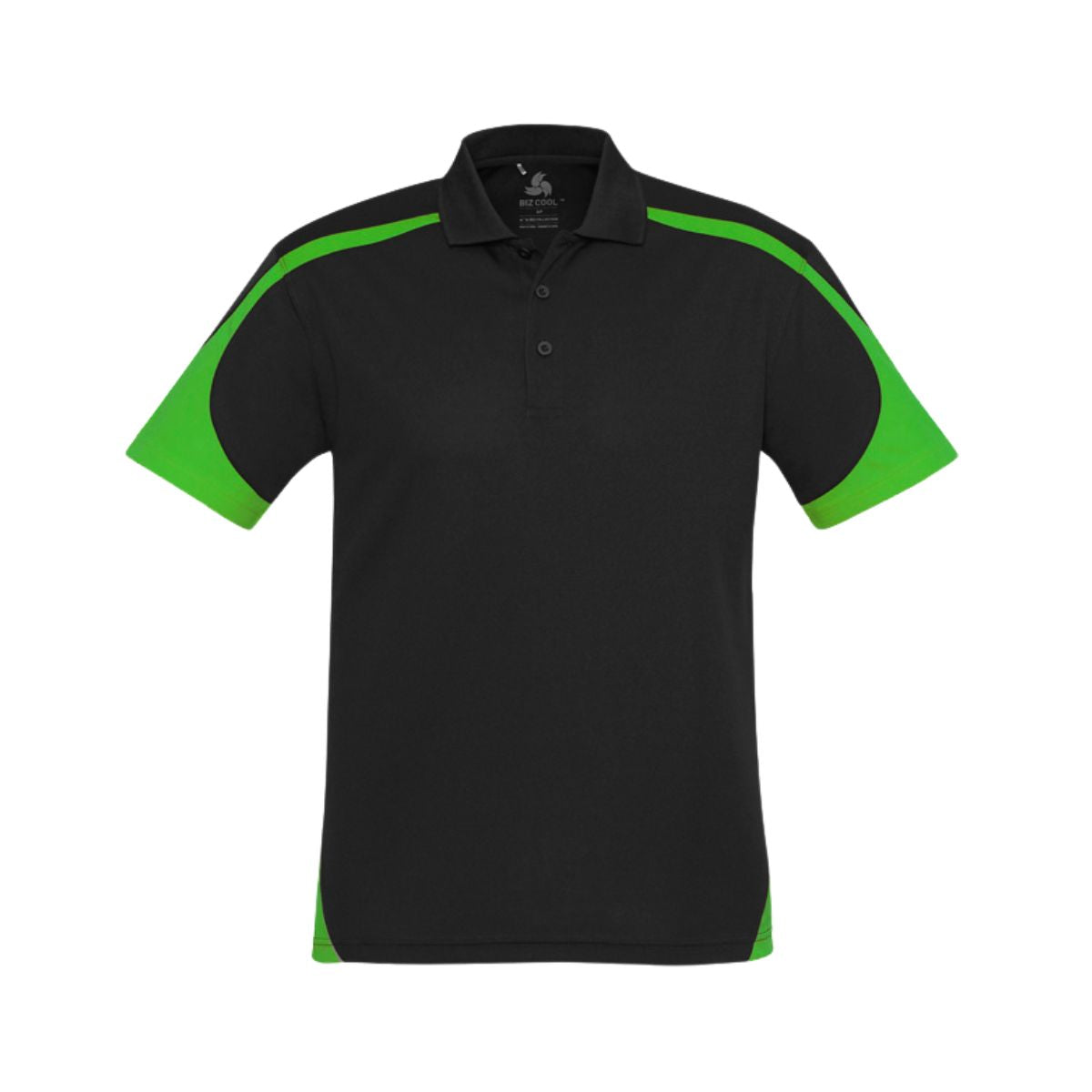 Men's Talon Short Sleeve Polo P401MS black and green front view
