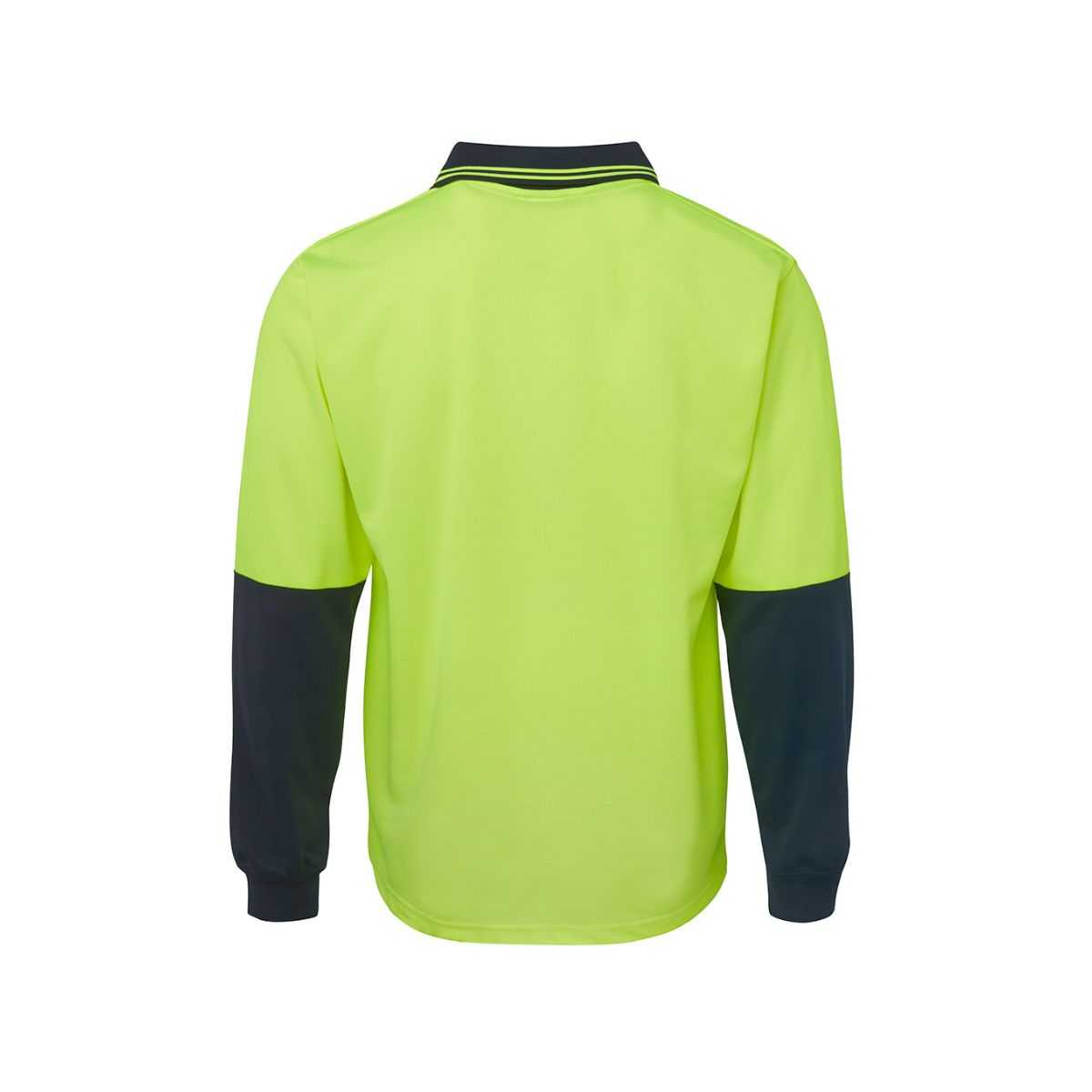 Hi Vis Traditional Long Sleeve Polo Shirt 6HVPL in Lime/Navy, rear view