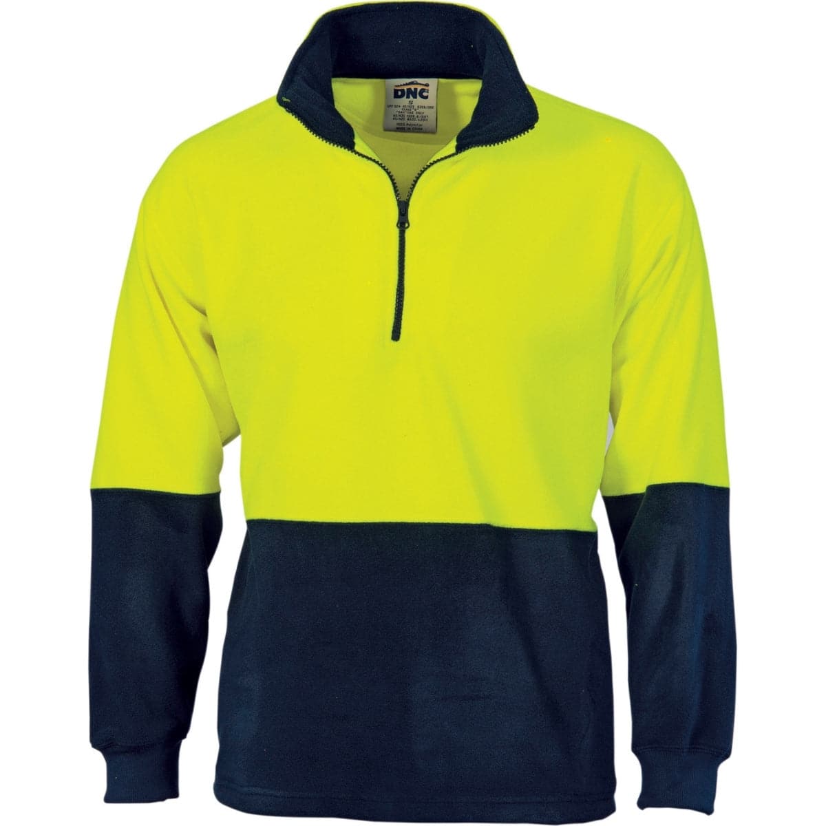 DNC HiVis Two Tone 1/2 Zip Polar Fleece 3825 Yellow Navy
