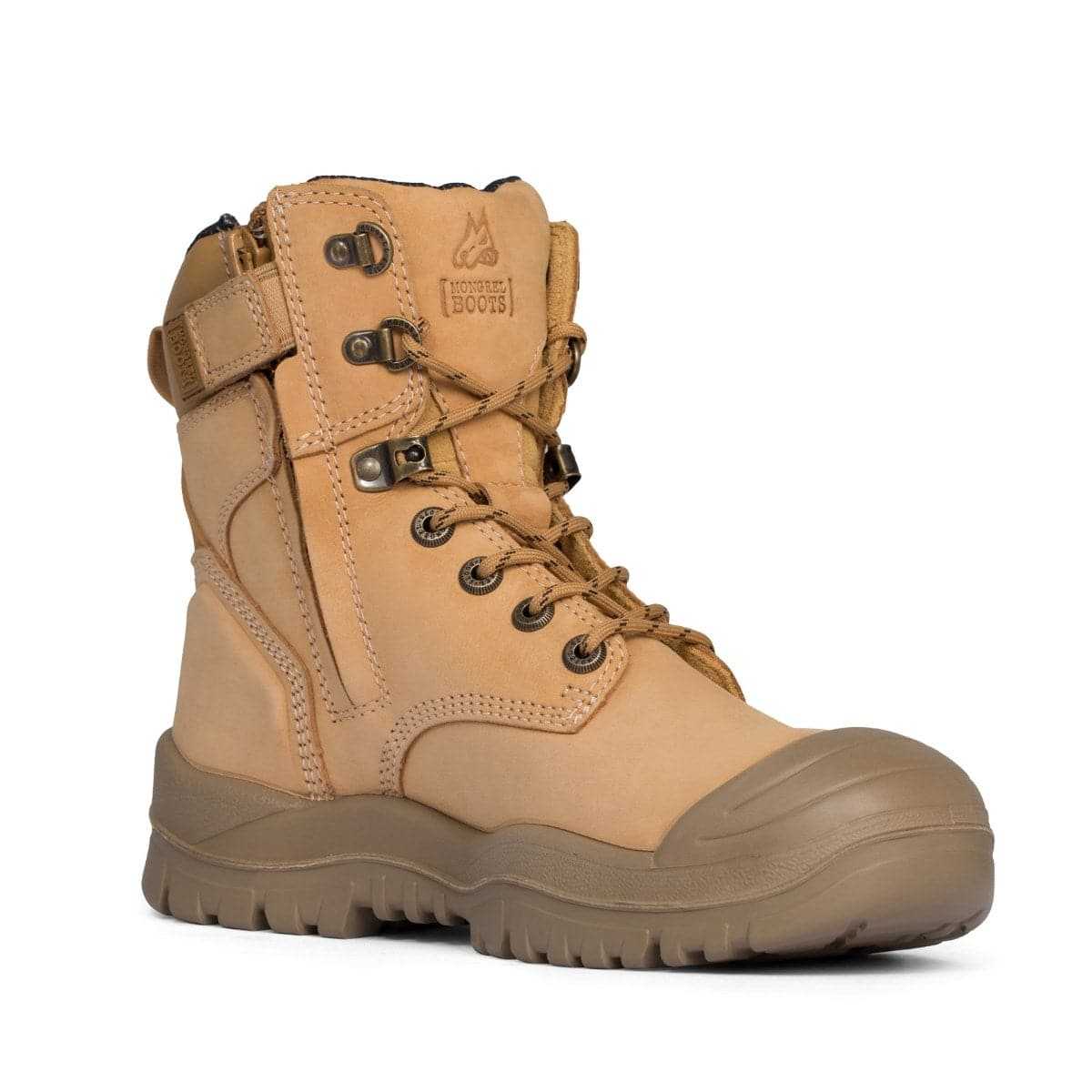 Mongrel Wheat High Ankle ZipSider Safety Boot angled view