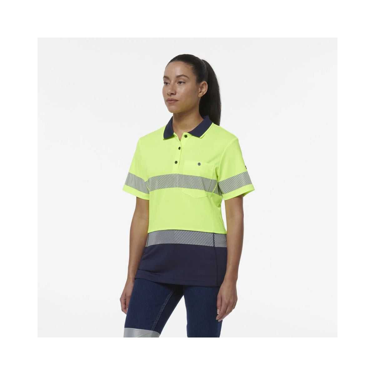 KingGee women's Workcool SS polo K44224 worn by model front