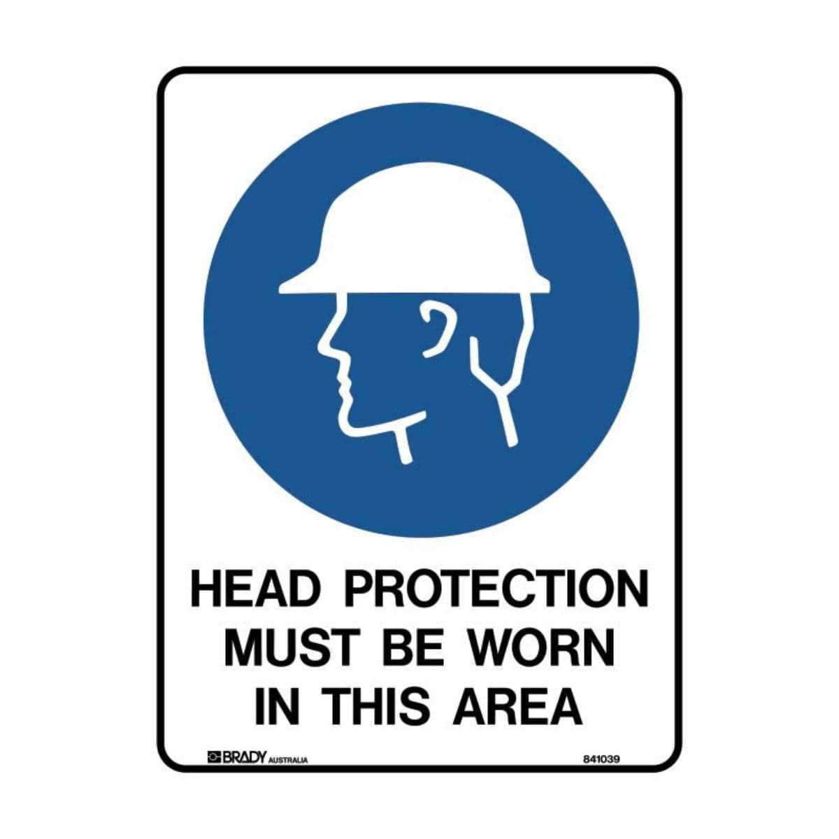 Head protection safety sign