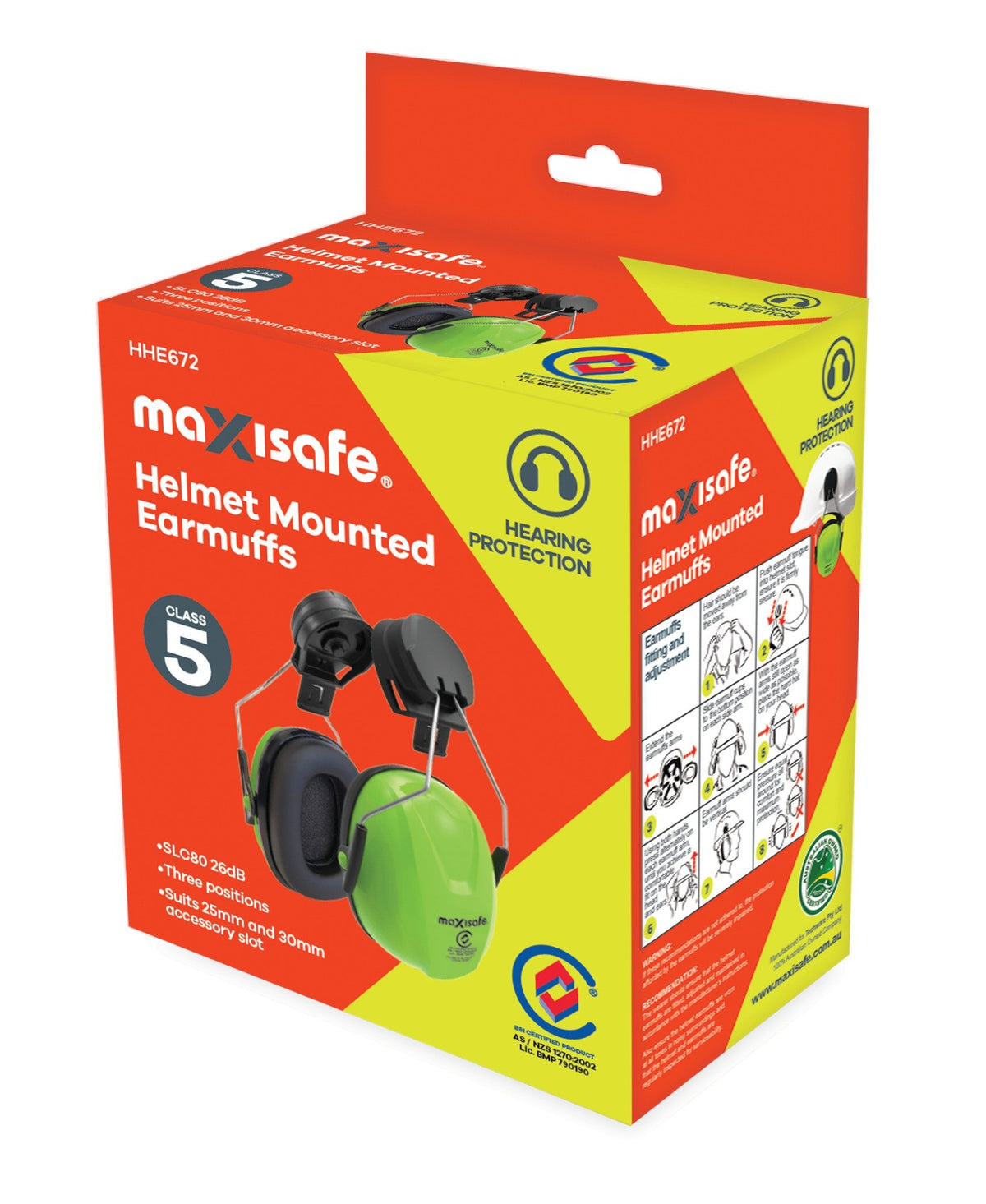 Maxisafe - Helmet Mounted Earmuffs 26dB - Class 5