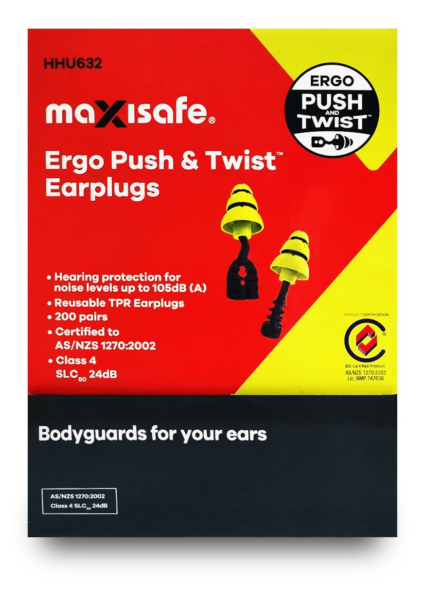 Maxisafe - Ergo Push & Twist Uncorded Earplugs - Class 4