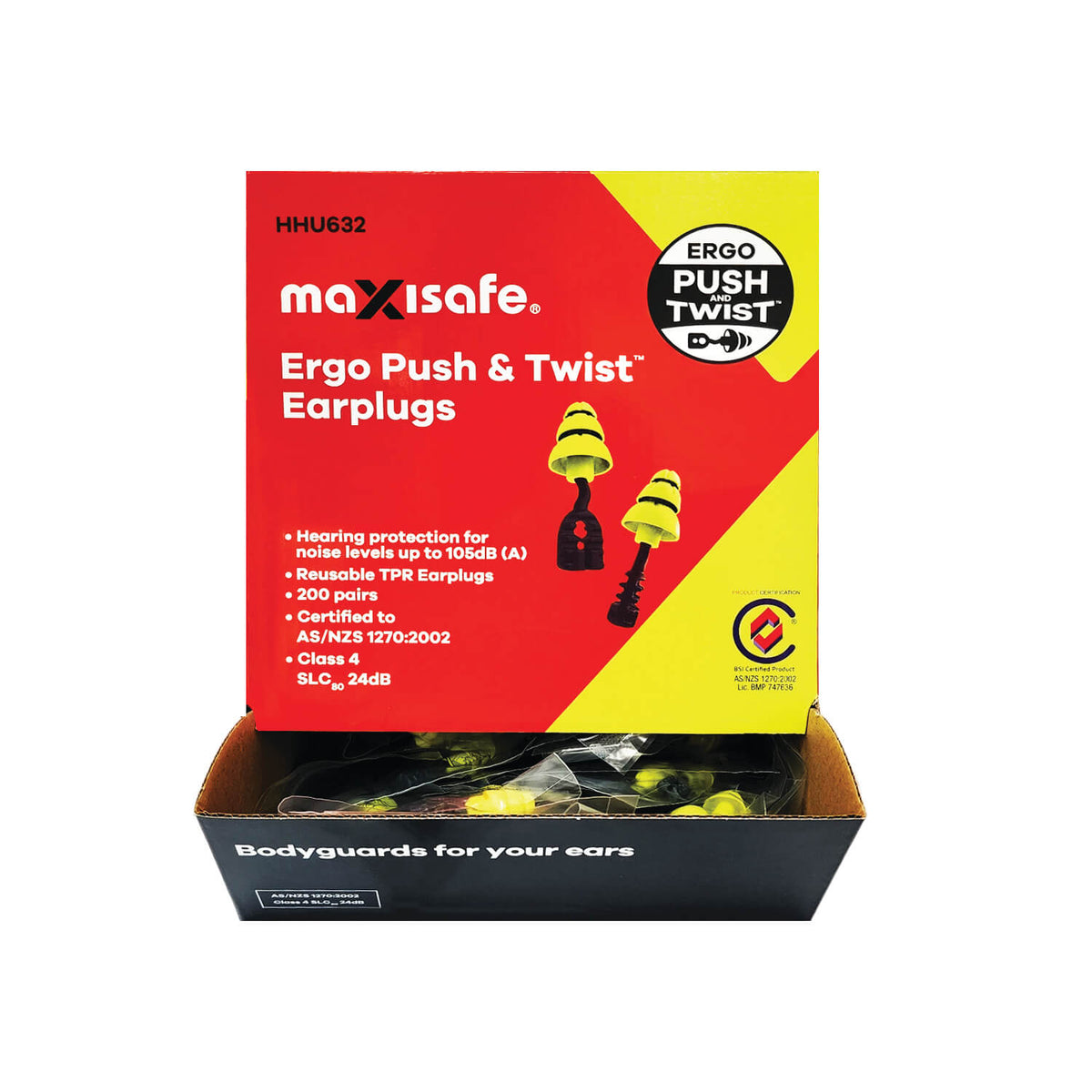 Maxisafe - Ergo Push & Twist Uncorded Earplugs - Class 4