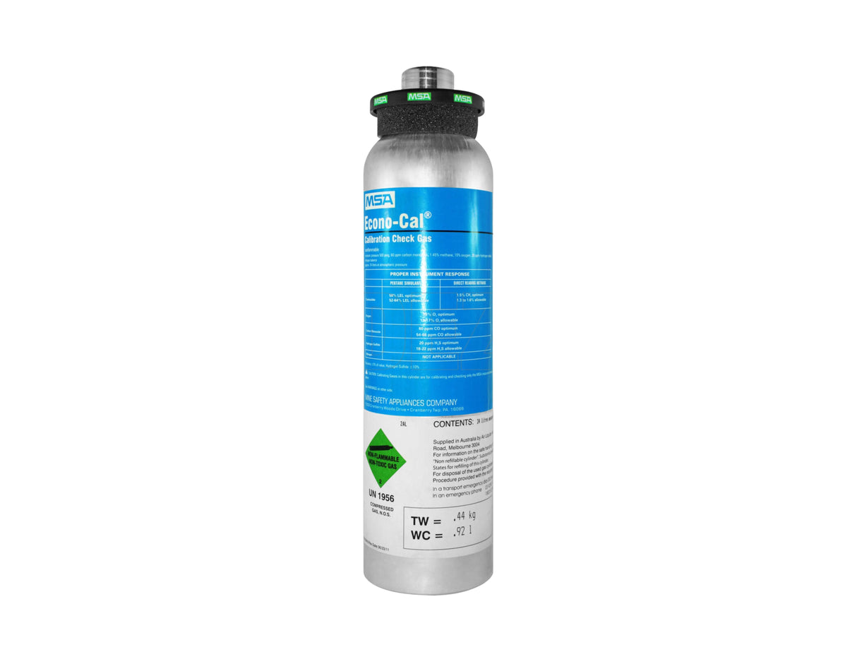 MSA 58 Litres ALTAIR 4X 4 Gas Calibration Gas Cylinder With 1.45% CH4 15% O2 60PPM CO 20PPM H2S