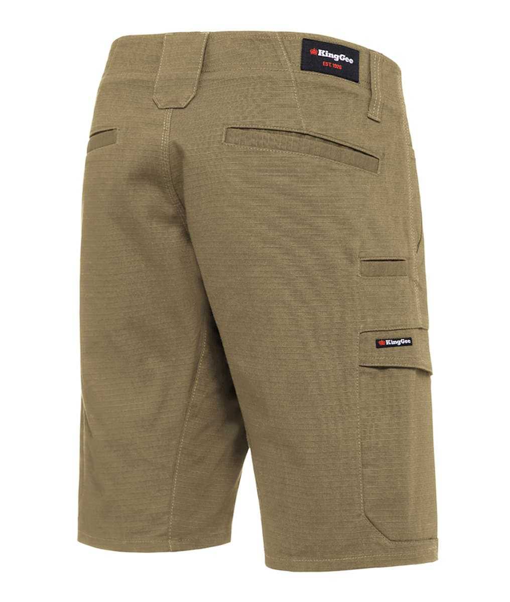 KingGee Workcool Pro Shorts back view khaki