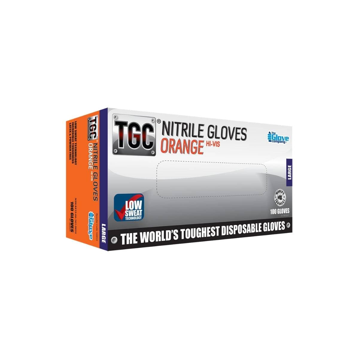TGC Hi-Vis Orange Nitrile Disposable Gloves 16003 (Box OF 100)