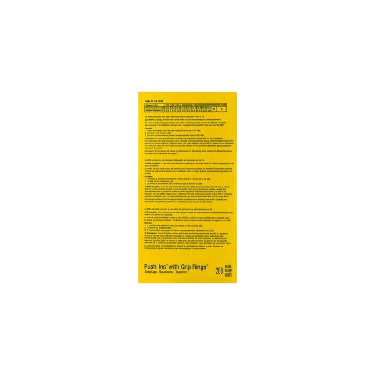 3M™ E-A-R™ Push-Ins™ With Grip Rings Corded Earplugs (Box of 200)