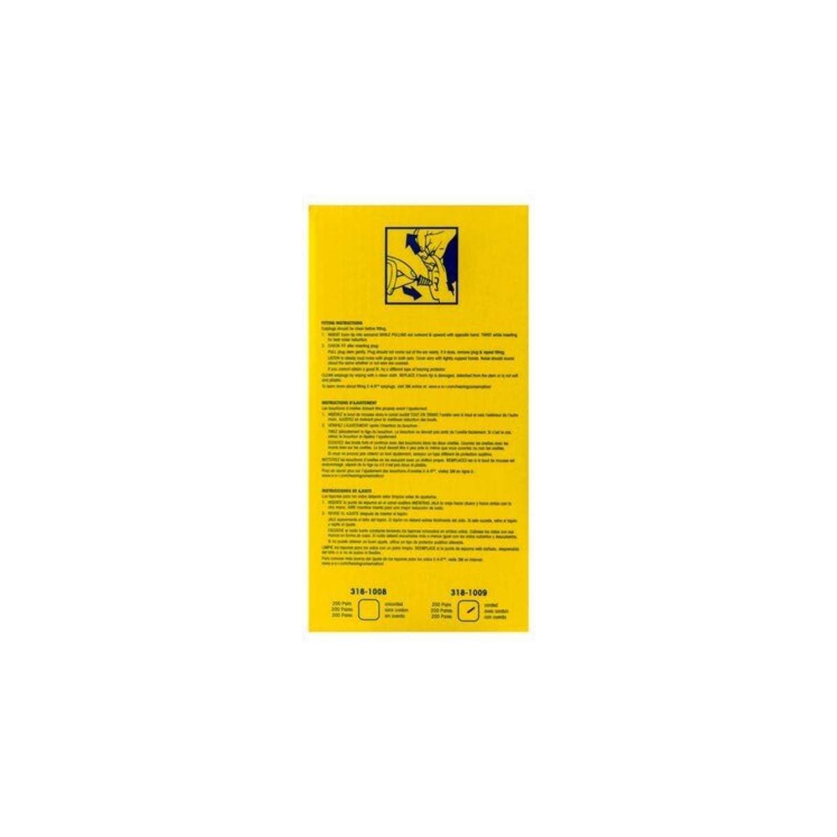 3M E-A-R Push-Ins instructions on yellow background