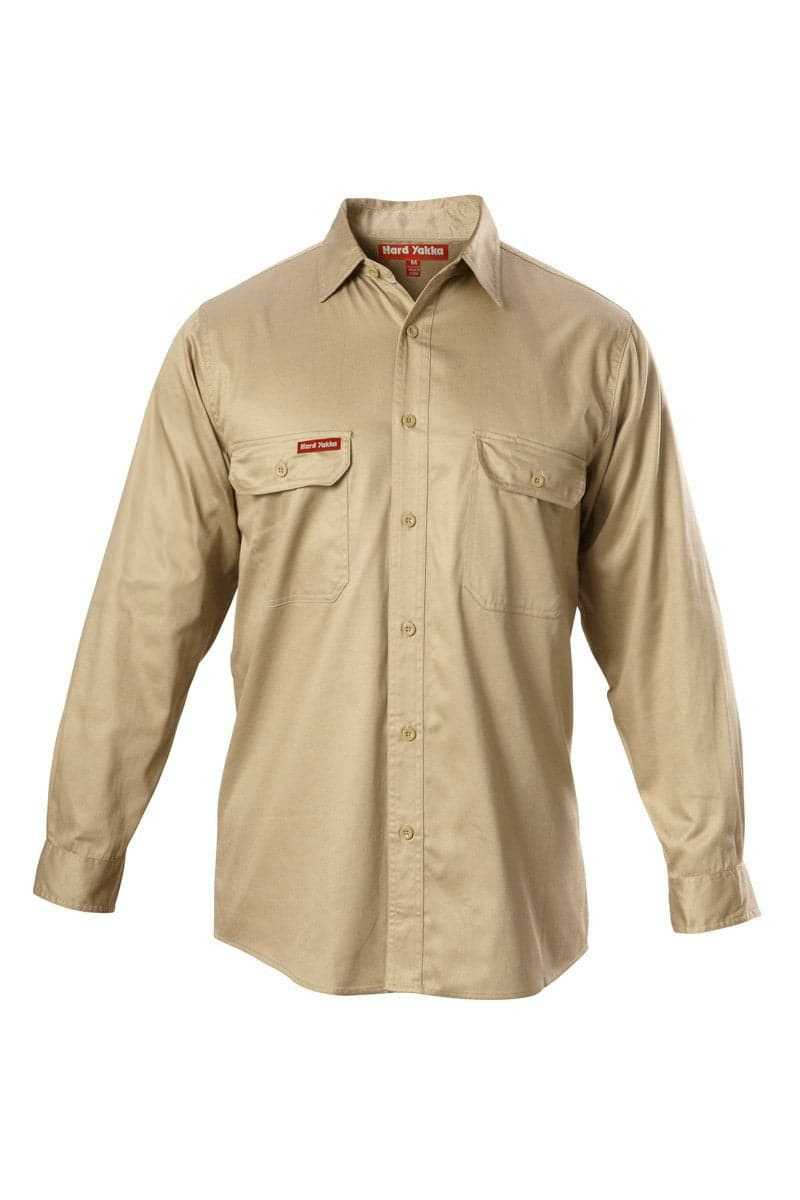 Hard Yakka Cotton Drill L/SL Shirt Khaki