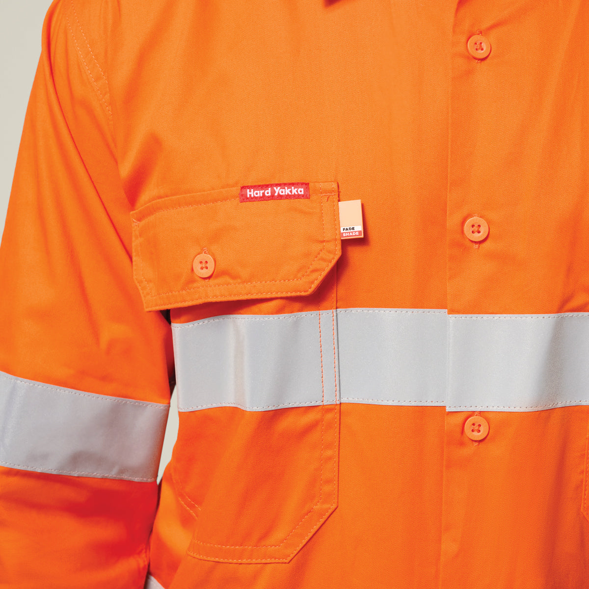 Hard Yakka Koolgear Core Hi-Vis Taped Vented Cotton Twill Shirt Y07996 in Safety Orange