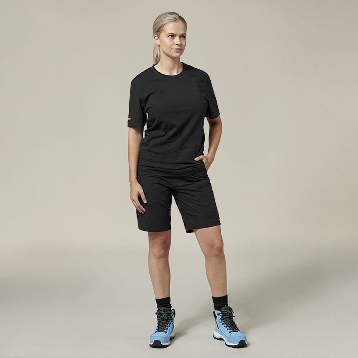 Hard Yakka Women's Raptor Mid Short Y08228 model wearing