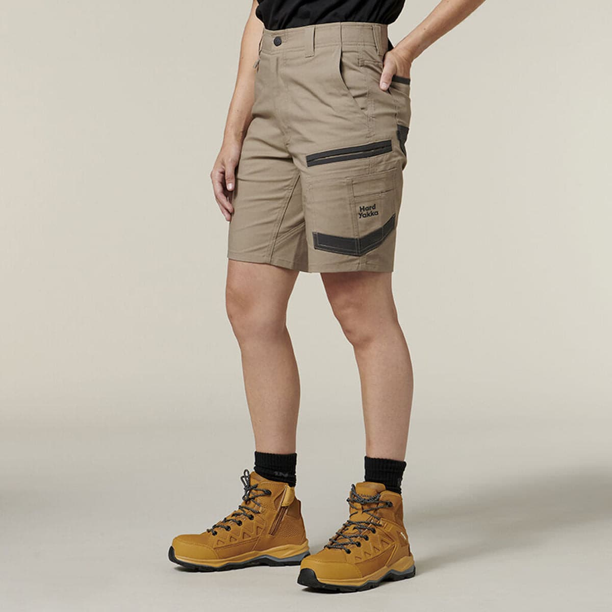 Hard Yakka Women's Raptor Mid Short Y08228 close-up
