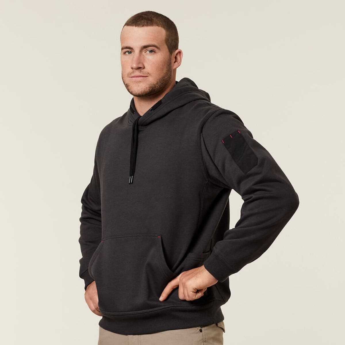Hard Yakka Workwear Fleece Hoodie Y19326 model wearing