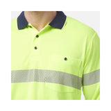 KingGee Men's Workcool Hyperfreeze Hi Vis Long Sleeve Polo Shirt With Segmented Tape K54225