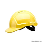 Yellow hard hat for head protection