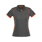 Biz Collection Women's Razor Short Sleeve Polo - Dark Colours P405LS in Grey/Fluoro Orange