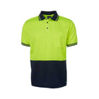 Hi Vis Traditional Short Sleeve Polo Shirt 6HVPS in Lime/Navy