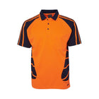 JB's Wear Hi Vis Short Sleeve Spider Polo 6HSP in Orange/Navy (UPF 50+)