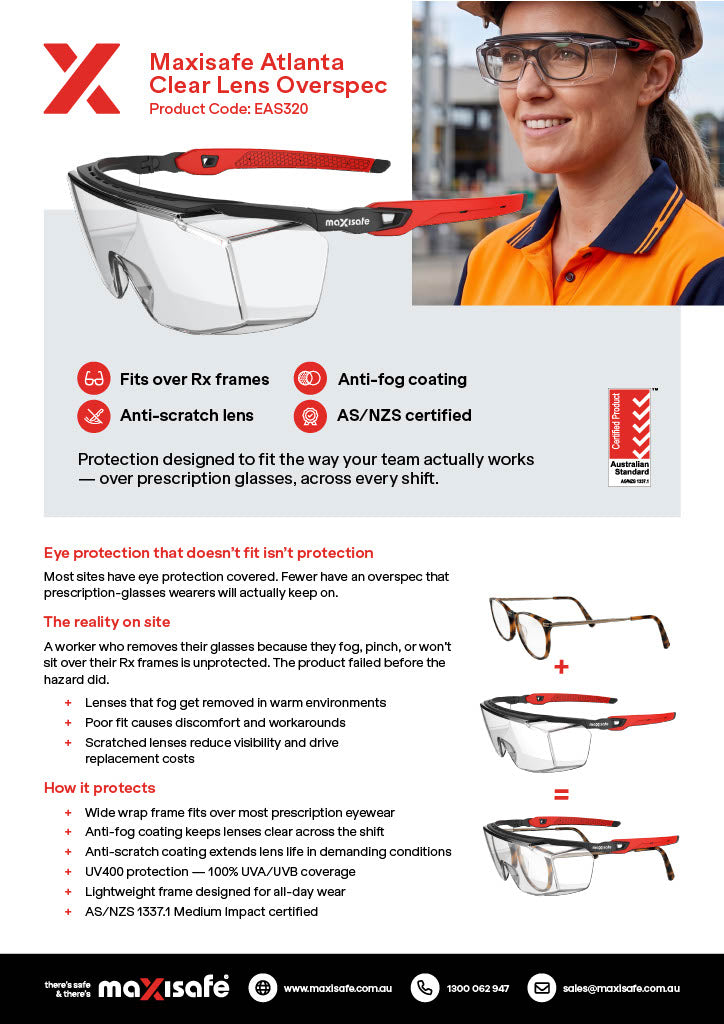 maxisafe Atlanta Safety glasses - Clear Lens (Pack of 12)