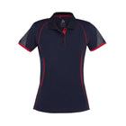 Biz Collection Women's Razor Short Sleeve Polo - Dark Colours P405LS in Navy/Red