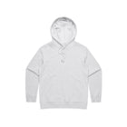 White hoodie with front pocket and drawstrings