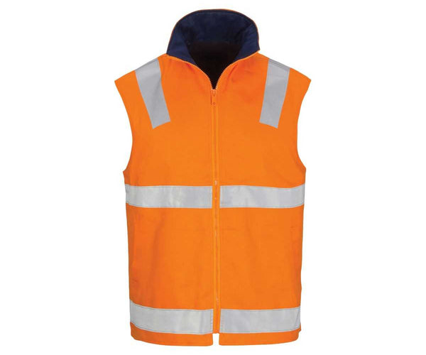 DNC Hi Vis Cotton Drill Reversible Vest with Generic Reflective Tape 3 ...