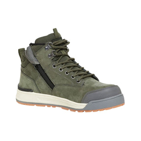 Hard Yakka safety boot olive color with lace and zip