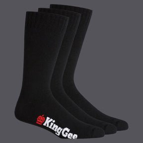 KingGee Men's Bamboo Crew Work Sock black pack of 3