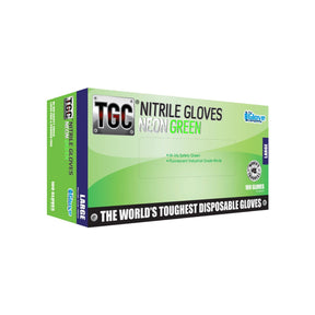 TGC neon green nitrile disposable gloves