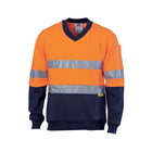 DNC HiVis Two Tone Cotton Fleecy Sweat Shirt V-Neck Orange