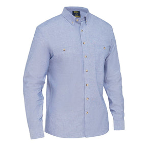Bisley Mens Long Sleeve Chambray Shirt Front