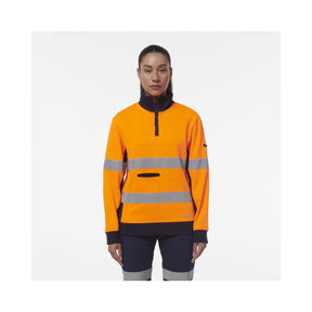 KingGee women's reflective quarter zip fleece, front view