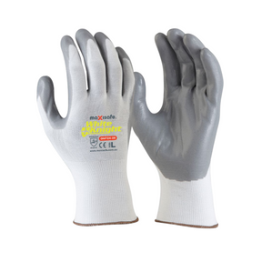 Maxisafe White Knight synthetic glove with grey foam nitrile palm for hand protection