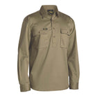 Bisley Closed Front Cotton Drill Shirt Khaki